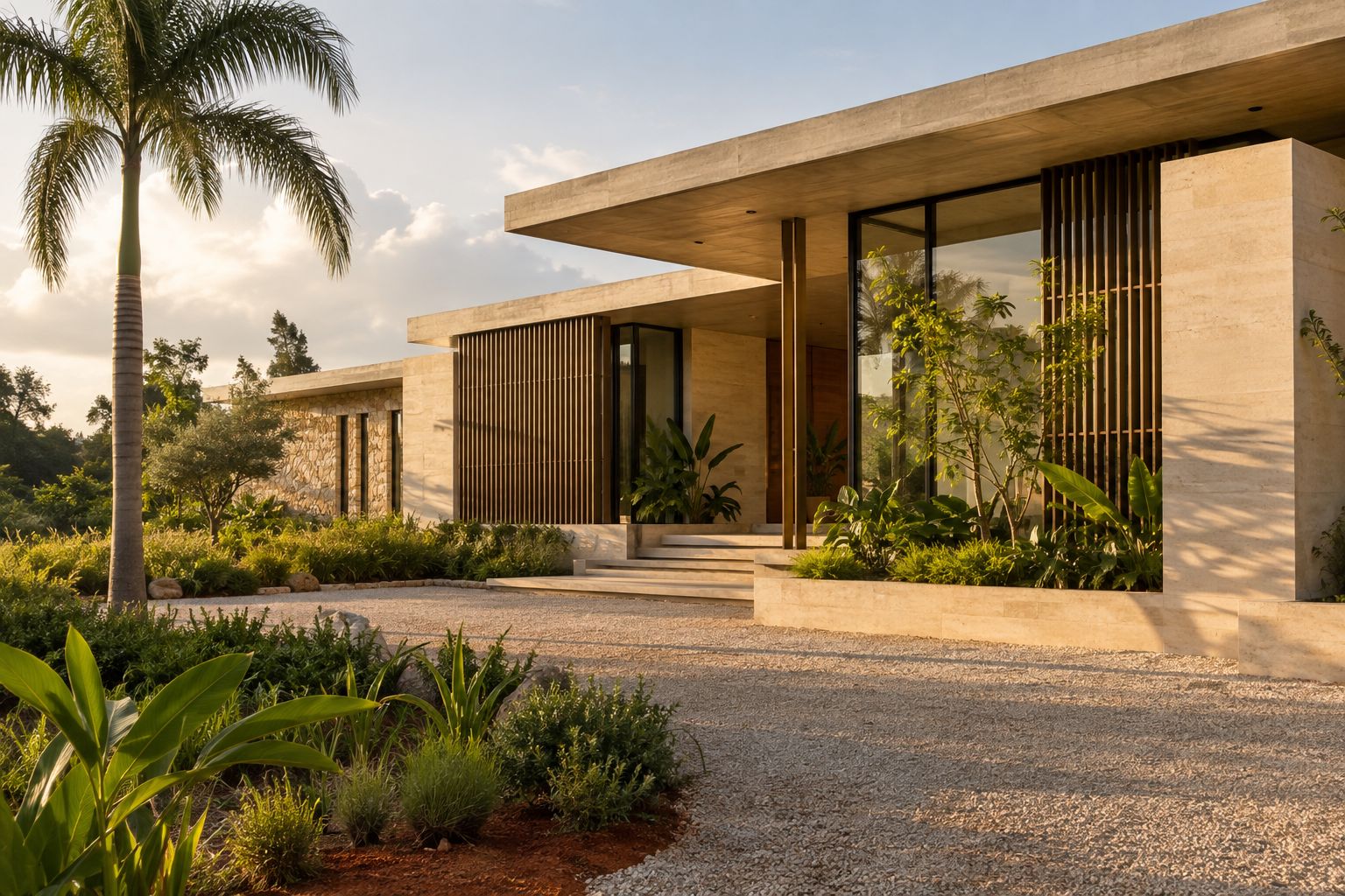 Architecture contemporaine tropicale, illustration du domaine de la construction.